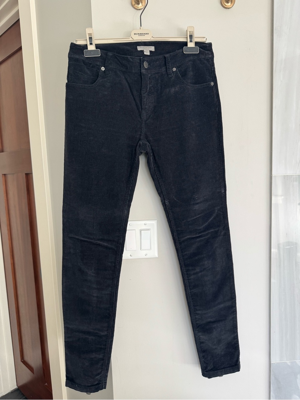 Burberry Brit Shearsby Skinny Trousers in Black Corduroy